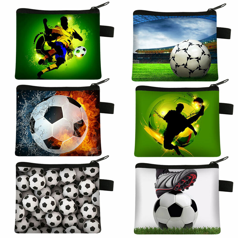 كرة القدم Soccerly طباعة محفظة للعملة النساء الرجال محفظة بنين بنات تغيير المال حقيبة مفتاح وأكياس حامل بطاقة