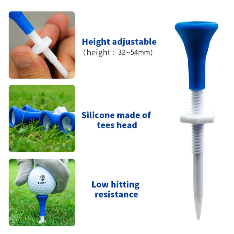 تي شيرتات جولف بلاستيكية زرقاء للاعبي الغولف ، يمكن تعديل الارتفاع ، أكثر متانة ، إكسسوارات جديدة ، 5 أو لكل صندوق