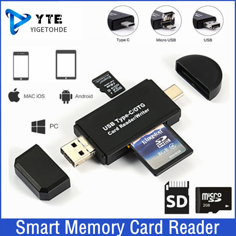 YIGETOHDE OTG مايكرو قارئ البطاقات SD USB 3.0 قارئ بطاقة 2.0 ل USB مايكرو SD محول فلاش حملة قارئ بطاقة الذاكرة الذكية نوع C