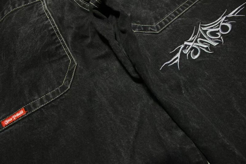 جينز نسائي ذو طابع قوطي مطبوع عتيق أمريكي Y2K جينز فضفاض للموضة جديد على طراز الهيب هوب بنطال جينز هاراجوكو جوكر مترهل للسيدات