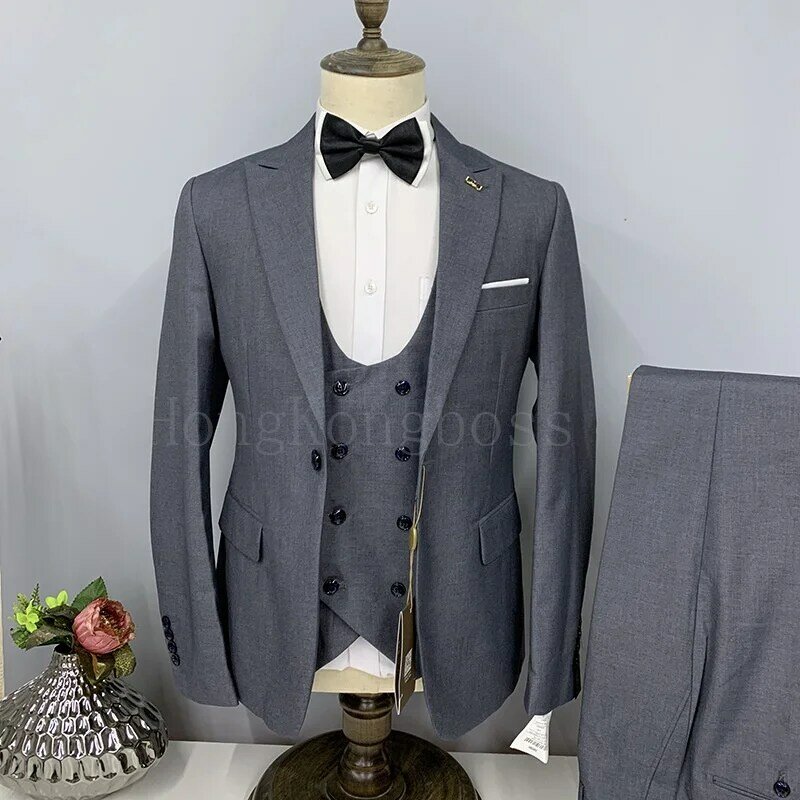 مجموعة بدلة عمل رجالية متقدمة أحادية اللون ، معطف زفاف ، سترة ، بنطلون