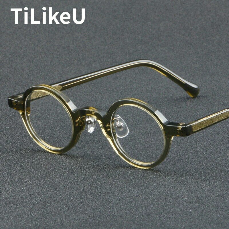 إطارات نظارات أسيتات عتيقة للرجال ، نظارات مستديرة صغيرة ، إطار نظارات طبية بصرية لقصر النظر ، تصميم يدوي ياباني ، تصميم يدوي ، طراز كوري