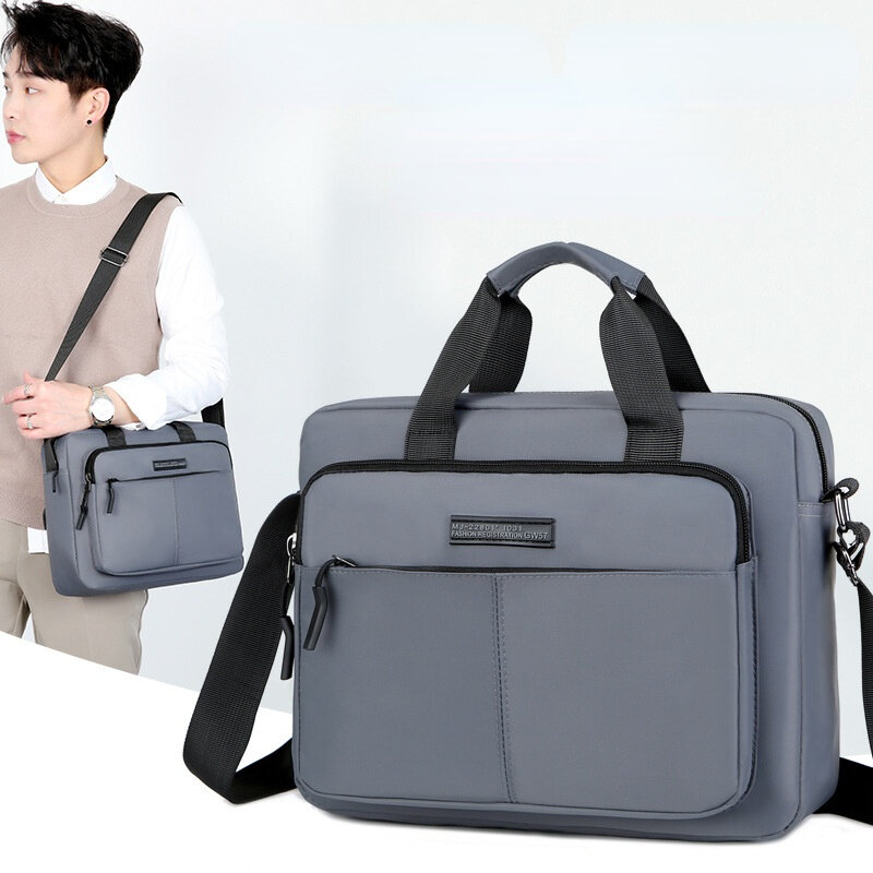 New Men's Large-capacity Horizontal Shoulder Bag Messenger Bag Briefcase Multifunctional Simple A4 Book Handbag Business Bag