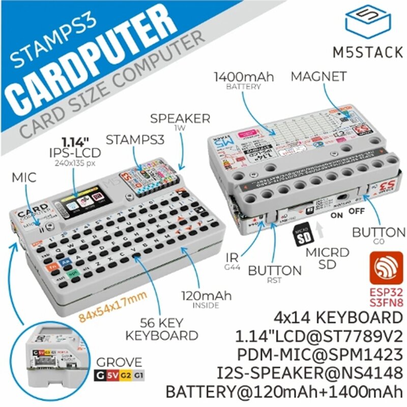 مجموعة لوحة مفاتيح كمبيوتر M5stack ، متحكم صغير StampS3 ، 56 بطاقة لوحة مفاتيح رئيسية