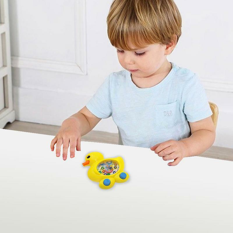 آلة لعبة المياه المحمولة ، شكل بطة صفراء صغيرة ، رمي حلقة ، لغز الرجعية ، ألعاب Vintage