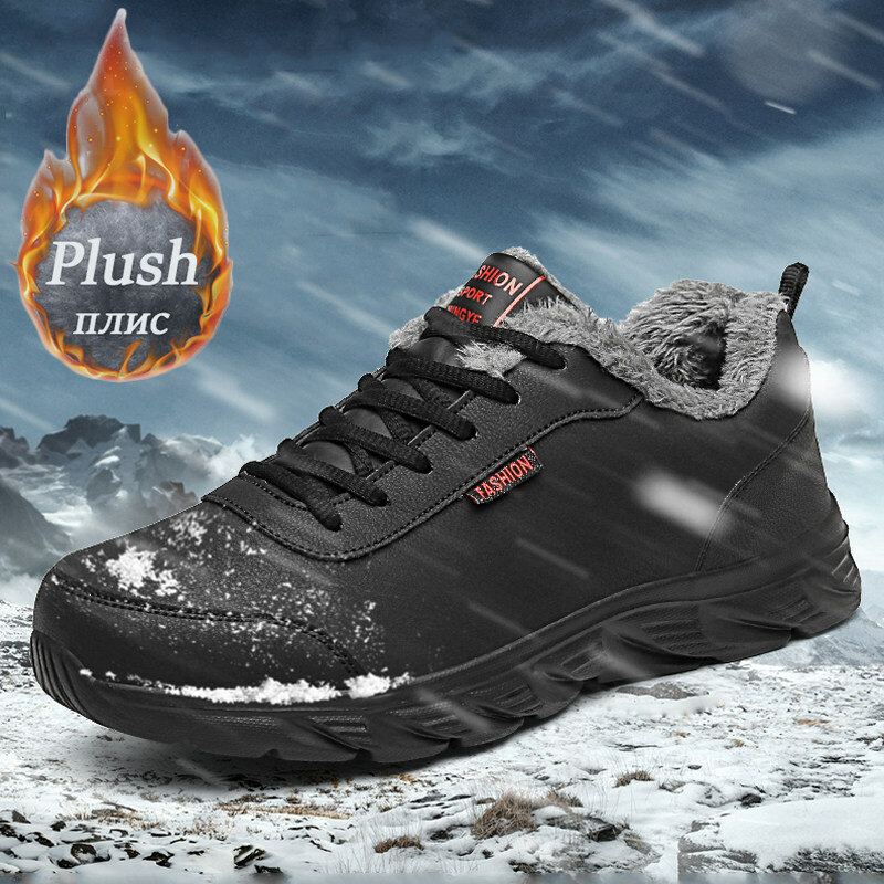 العلامة التجارية الرجال أحذية موضة حذاء رياضة الجلود الاصطناعية الأحذية في الهواء الطلق الشتاء الدافئة أفخم أحذية الرجال عدم الانزلاق مقاوم للماء الذكور الأحذية
