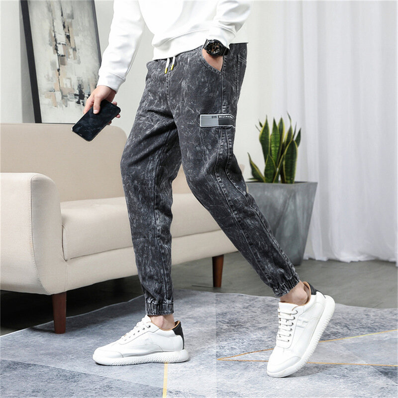 Men Jeans Korean Style Chic Denim Simple Ankle-length Casual Pockets Young Students Harajuku All-match Zipper Stylish Street