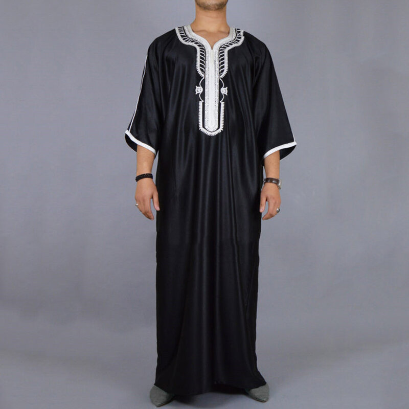 ملابس رجالية إسلامية جوبا ثوب عربية باكستاني دبي قفطان عباية ملابس إسلامية المملكة العربية السعودية بلوزة طويلة سوداء فستان