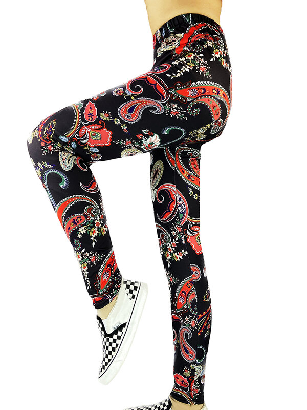 YRRETY New Arrival Floral Paisley Printed Leggings For Women Fitness Trousers High Waist Elastic Gym Sports Casual Pants