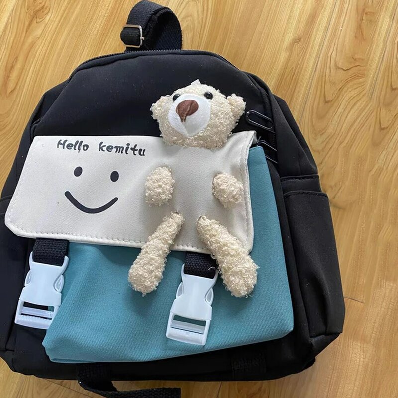 حقيبة ظهر رياض الأطفال مع اسم مخصص للأطفال ، الدب الكرتون لطيف ، على ظهره للبنين والبنات ، والأزياء المدرسية الابتدائية ، وأكياس الكتب