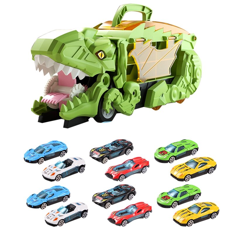 ألعاب ديناصور للأولاد ، مجموعة شاحنات نقل تفاعلية ، ألعاب سيارة دينو ، ميزات 13 في 1