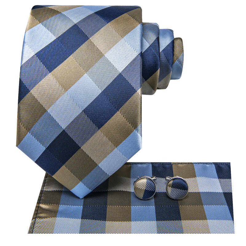 ربطة عنق للرجال بتصميم منقوش ، ربطة عنق أنيقة ، أزرق ، بني ، علامة تجارية عصرية ، ربطة عنق لحفلات الزفاف ، أزرار أكمام يدوية ، أعمال ، بيع بالجملة