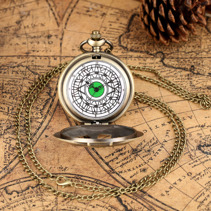 العين على شكل قلادة جوفاء ساعة جيب كوارتز ساعة الجيب الإبداعية الرجعية تذكارية قلادة فوب سلسلة العتيقة ساعة الهدايا