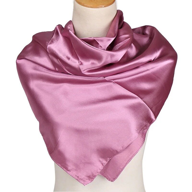 جديد الحرير المرأة بلون الحجاب تقليد الحرير أحادية اللون المهنية مضيفة منشفة مربعة الشكل
