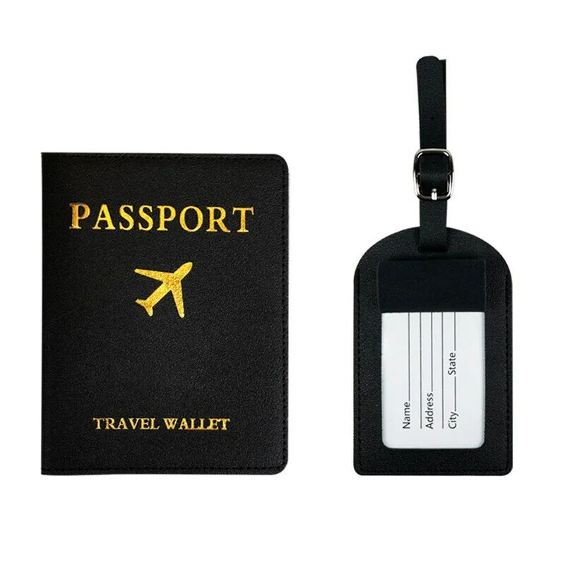 1 قطعة/2 قطعة حامل جواز سفر بسيط و الأمتعة علامة زوجين غطاء جواز سفر جلدية مجموعات