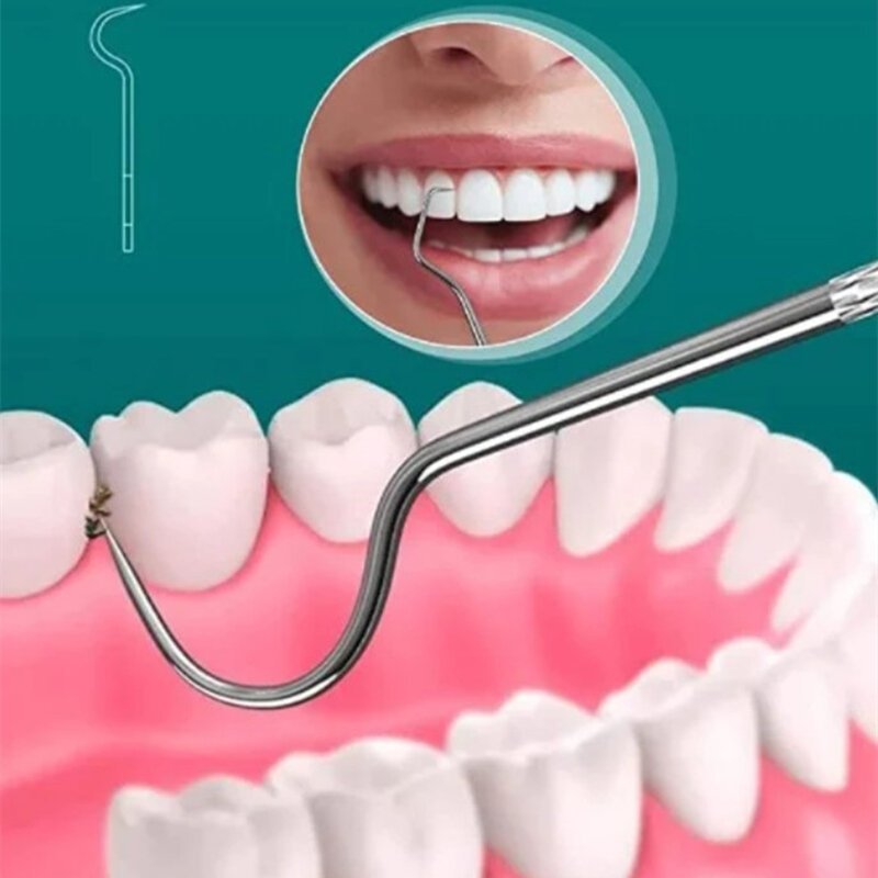 الفولاذ المقاوم للصدأ مسواك مجموعة الأسنان الخيط قابلة لإعادة الاستخدام مسواك المحمولة مسواك الخيط الأسنان الأنظف أدوات تنظيف الفم 2023