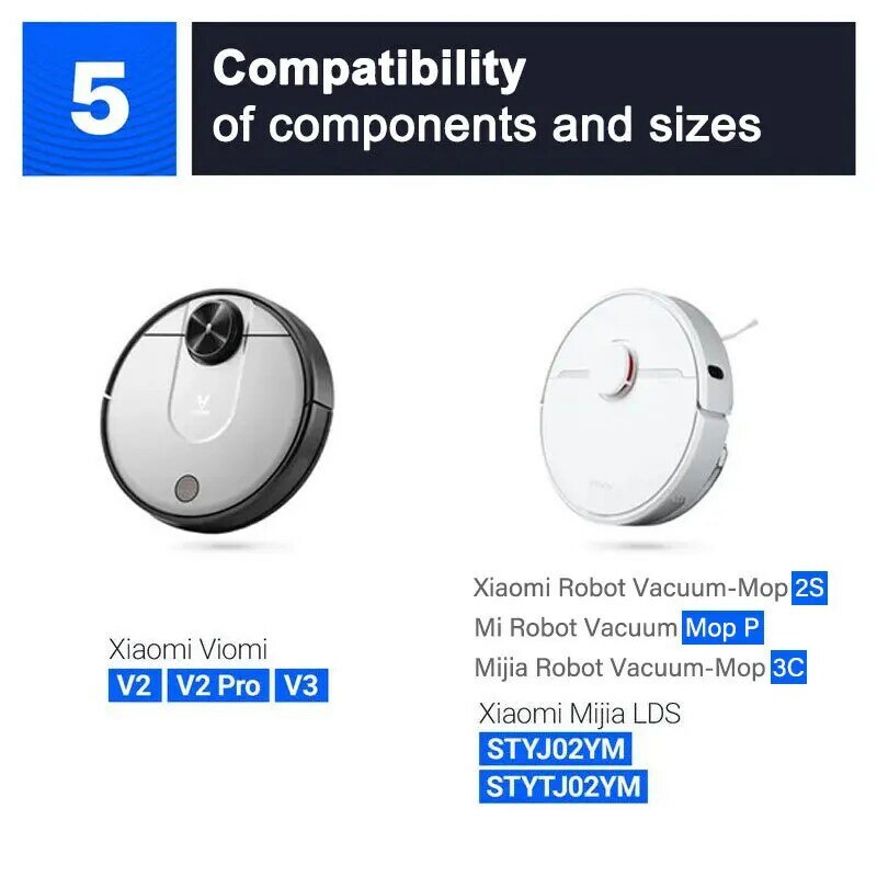 فلتر Hepa ، من أجل Xiaomi Mijia Robot Vacuum Mop 2S، 3C، Mi Robot Vacuum Mop P Accessories، Mop Cloths، Main Brush، Side Brush، For STYJ02YM، XMSTJQR2S