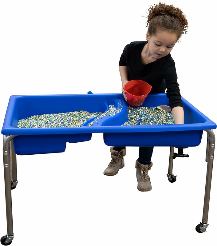طاولة حسية كبيرة عادية للأطفال من المصنع ، صندوق رمل مع غطاء ، طاولة مياه للأطفال ، أزرق ، 24"