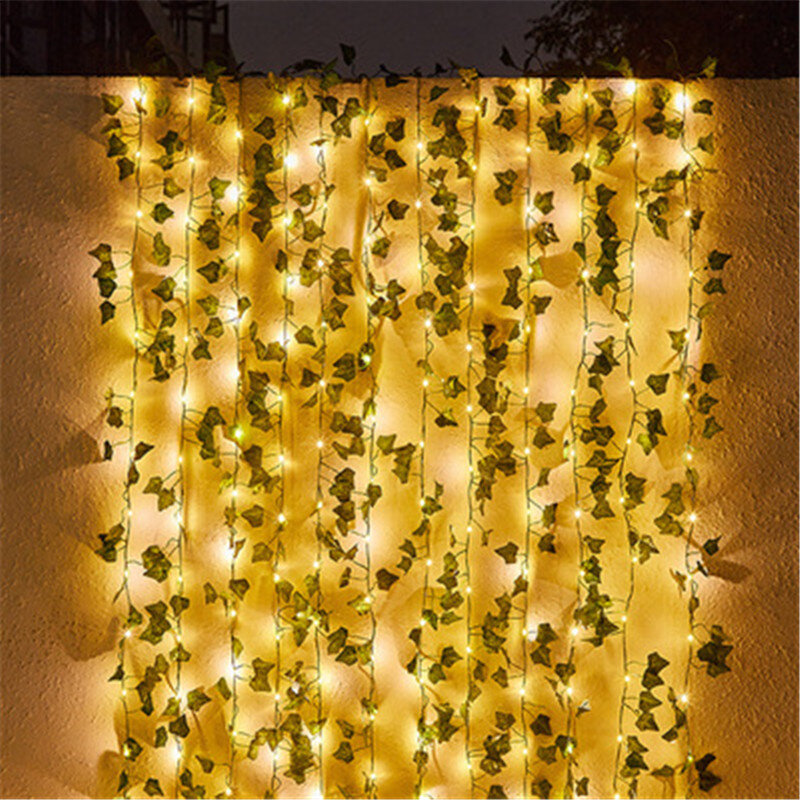 زهرة الأخضر ورقة سلسلة أضواء الاصطناعي الكرمة الجنية أضواء بطارية تعمل بالطاقة شجرة عيد الميلاد جارلاند ضوء ل إزالة الأعشاب الضارة ديكور المنزل