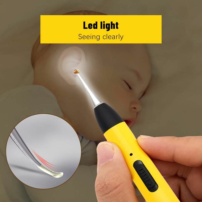 منقط أذن خفيف LED جديد للأطفال ، ملعقة منظف للأذن ، مشبك أذن ، مزيل للشمع ، منتقي كحت