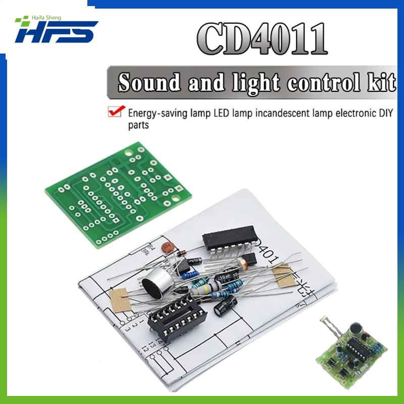 مصباح LED موفر للطاقة ، ضوء ساطع ، طقم مفتاح تحكم في الصوت والضوء ، وحدة تحكم صوتي ذاتية الصنع ، CD4011