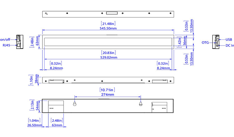21 بوصة أندرويد الجرف/السقف شاشة LCD بار مصممة للسوبر ماركت (1920*132 ، مفتوحة المصدر ، الجذور ، واي فاي ، RJ45 ، USB ، SD)