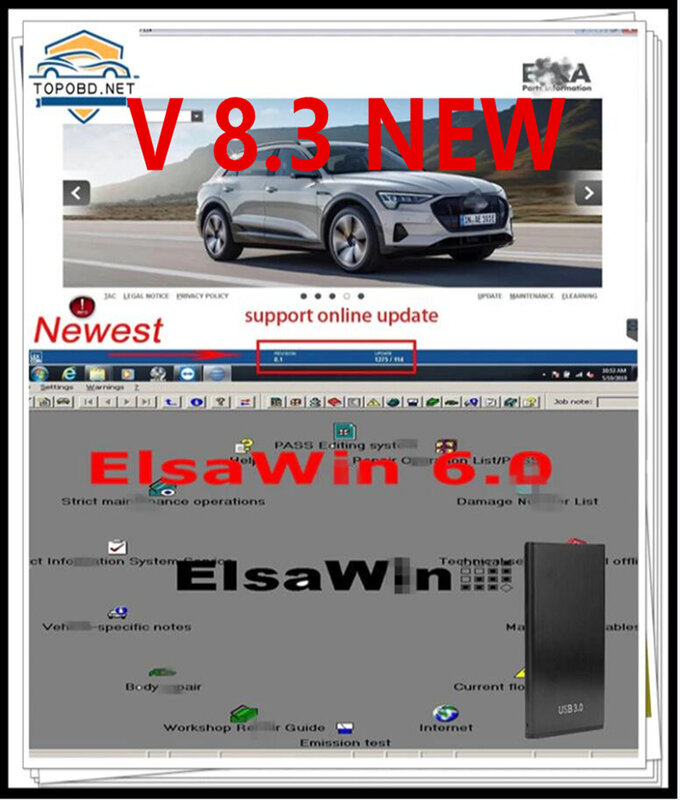 2022 حار ELSAWIN 6.0 مع E T/ K 8 .3 أحدث ل A-udi ل V-W مجموعة برامج إصلاح السيارات المركبات قطع الغيار الإلكترونية كتالوج
