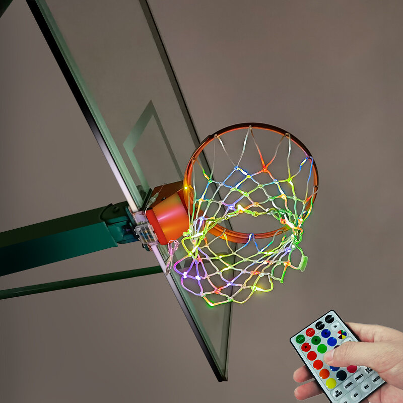 LED شبكة كرة سلة خفيفة مع الموقت عن بعد للتحكم في تغيير لون الضوء التي ينبعث منها ضوء الرياضة مقاوم للماء القياسية شبكة كرة سلة s
