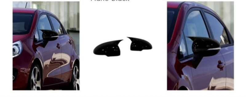 2 قطع عالية الجودة ABS البلاستيك الخفافيش نمط أغطية مرايا قبعات مرآة الرؤية الخلفية غطاء مصنوع البيانو الأسود لكيا ريو 2012-2016