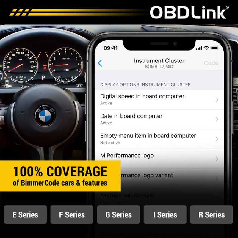 OBDLink CX-محول بلوتوث 5.1 BLE OBD2 لسيارات BMW/Mini ، يعمل مع iPhone/iOS و Android ، ترميز السيارة ، OBD II