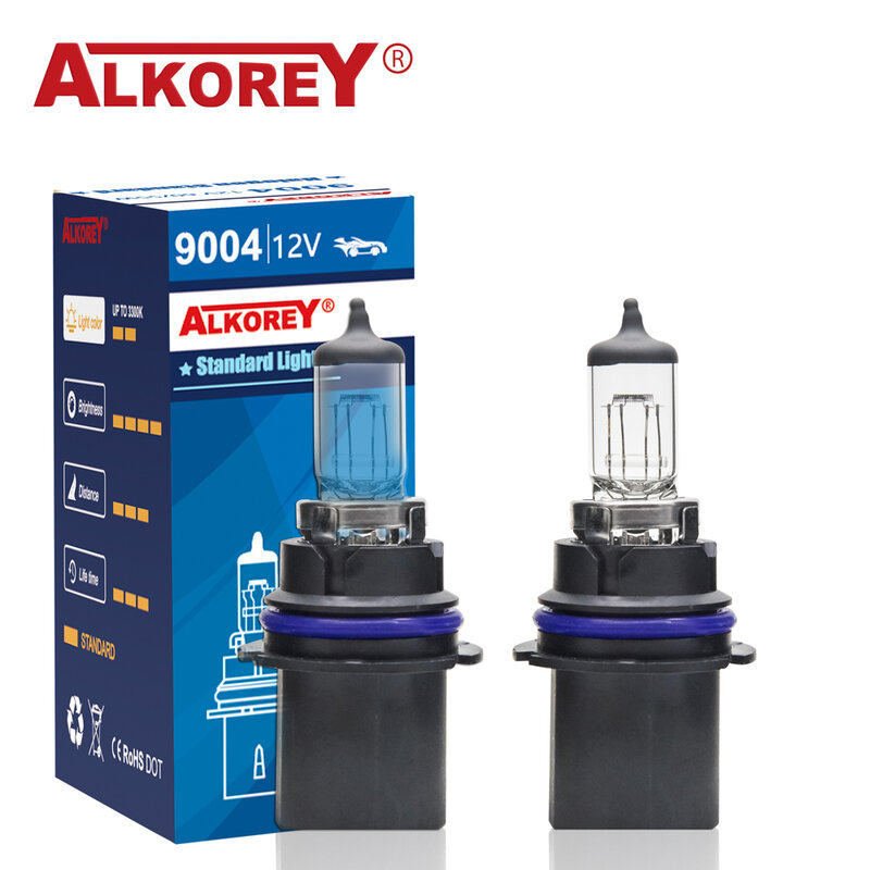 Alkorey 2 قطعة 9004 HB1 12 فولت 60/55 واط مصابيح سيارات العلوي مرحبا/لو شعاع أضواء السيارة مصابيح هالوجين