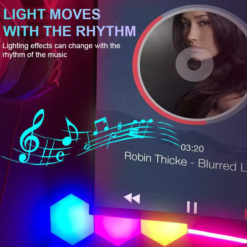 RGB بلوتوث LED الكم مسدس ضوء APP التحكم عن بعد داخلي الجدار ضوء ضوء الليل للكمبيوتر لعبة غرفة نوم السرير