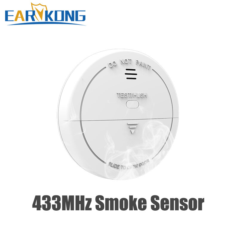 الحماية من الحرائق 433MHz كاشف الدخان اللاسلكي اللون الأبيض حساسات الدخان حساسة للغاية إنذار الحريق لنظام إنذار المنزل