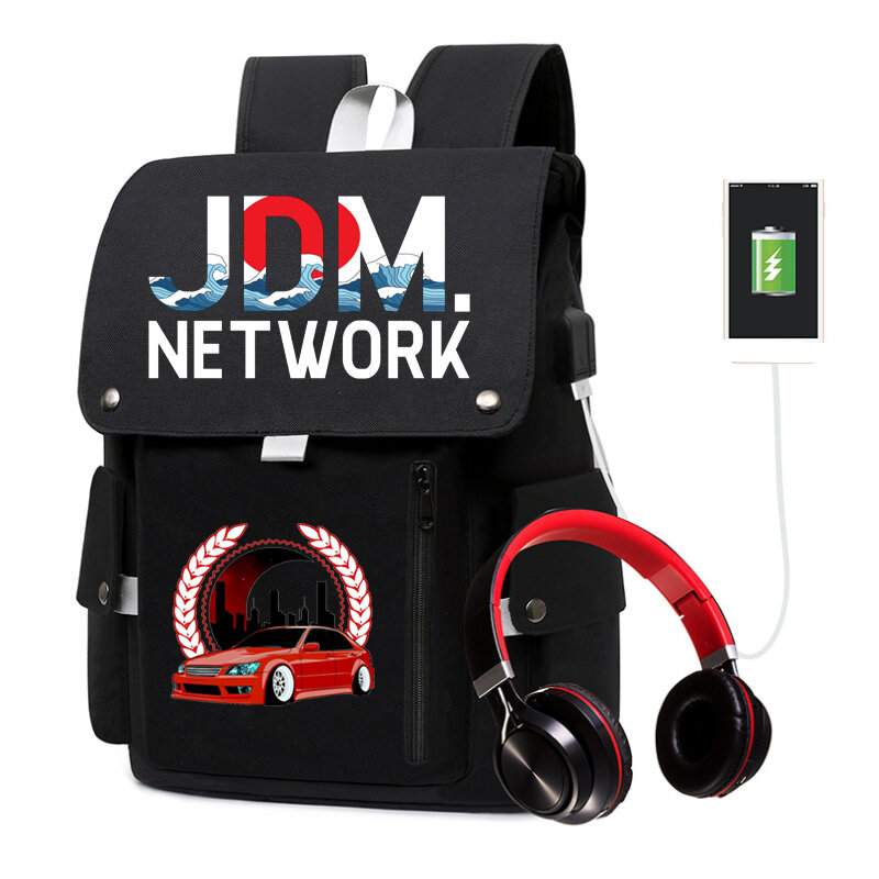 حقيبة ظهر عصرية للرجال والسيدات مناسبة للشارع مزودة بمنفذ USB للشحن حقيبة مدرسية مضادة للسرقة حقيبة مدرسية للمراهقين JDM