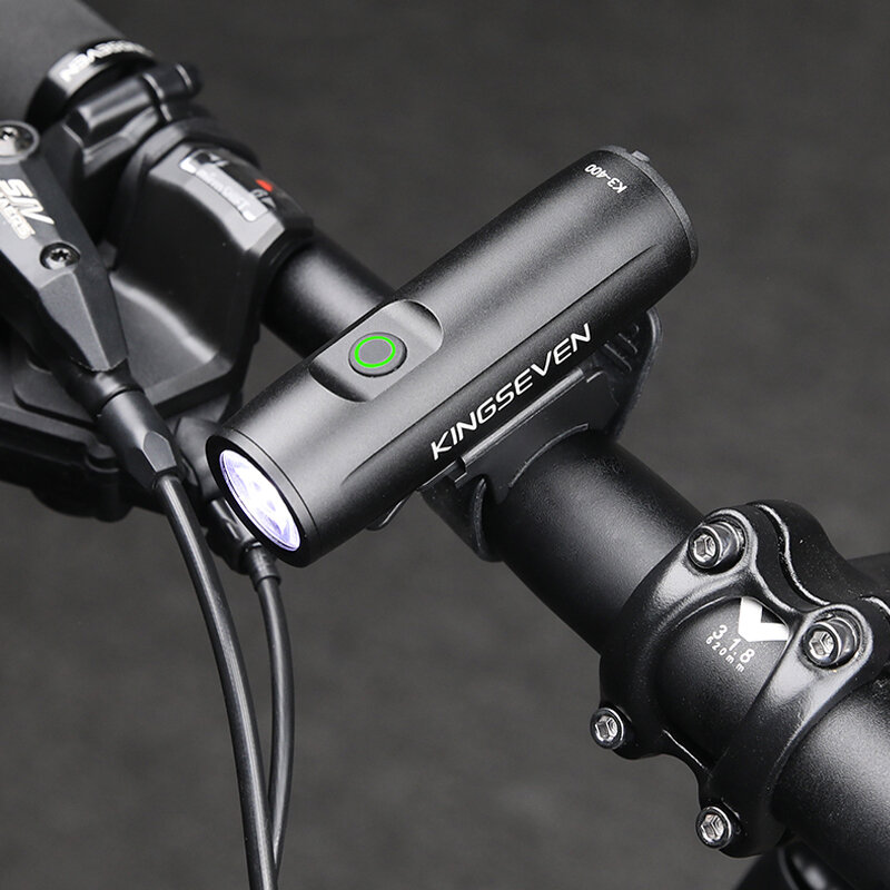 KINGSEVEN دراجة ضوء دراجة الجبهة ضوء USB قابلة للشحن 400lm الدراجات العلوي LED 2000mAh مصباح يدوي الدراجة جزء الملحقات