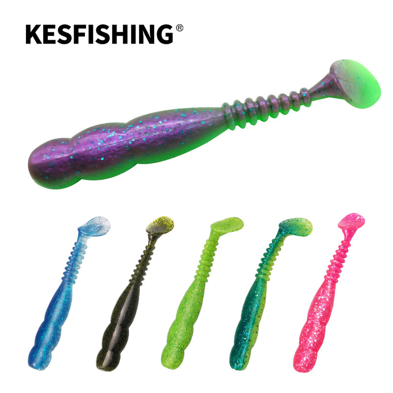 Kesfishing-لينة سيليكون الصيد السحر ، الطعوم الاصطناعية لشاد الصيد ، باس ، رائحة الجودة ، t-الذيل ، شاد ، 50 ، 95 ، 115 مللي متر