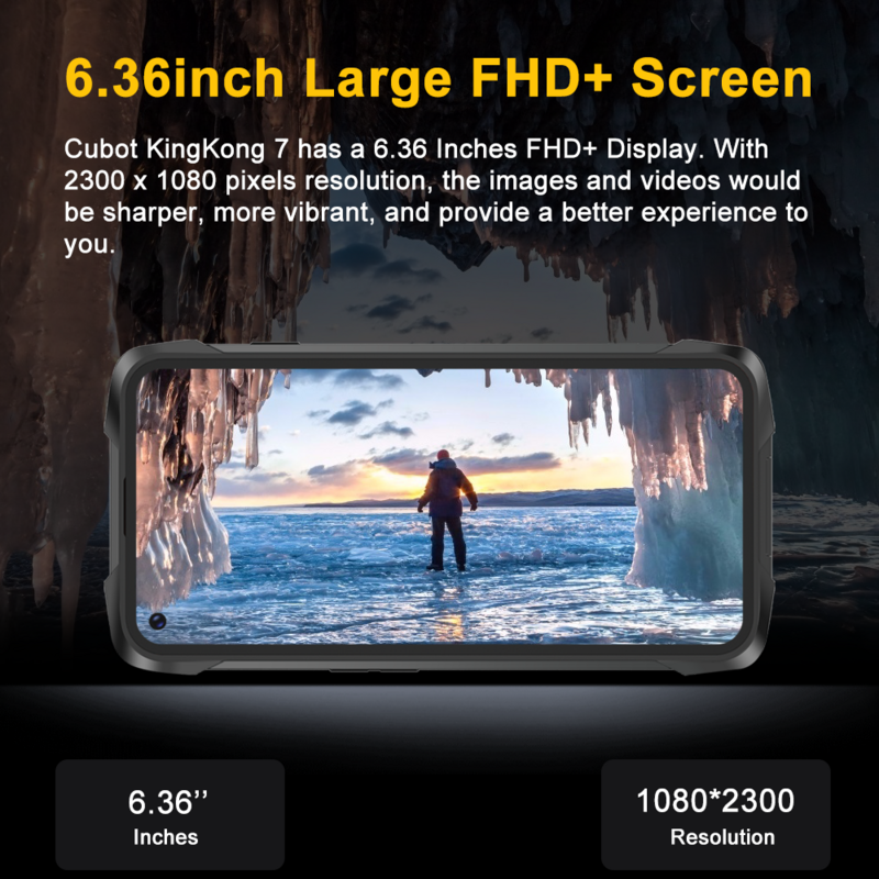 هاتف Cubot KingKong 7 الذكي القوي IP68 مقاوم للماء 5000mAh 6.36 "FHD + 64MP AI كاميرا ثلاثية 8GB + 128GB NFC أندرويد 11 الهاتف المحمول