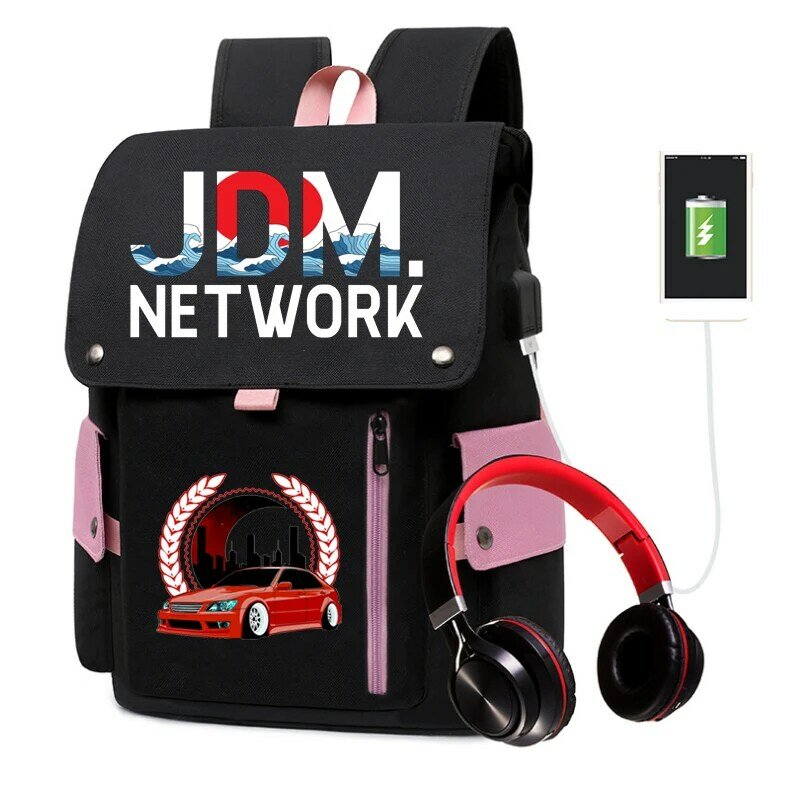 حقيبة ظهر عصرية للرجال والسيدات مناسبة للشارع مزودة بمنفذ USB للشحن حقيبة مدرسية مضادة للسرقة حقيبة مدرسية للمراهقين JDM