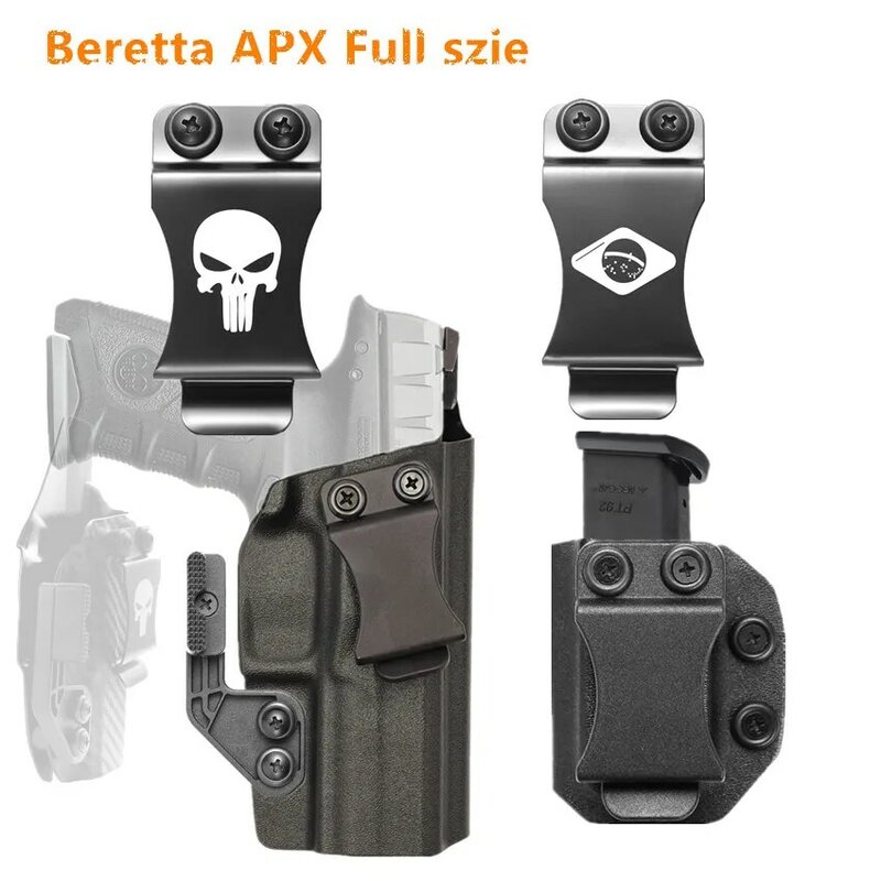 Kydex الداخلية الحافظة ل Beretta APX كامل 9 مللي متر حجم حامل المجلات إخفاء مشبك معدني رفرف مخلب أخفى حمل