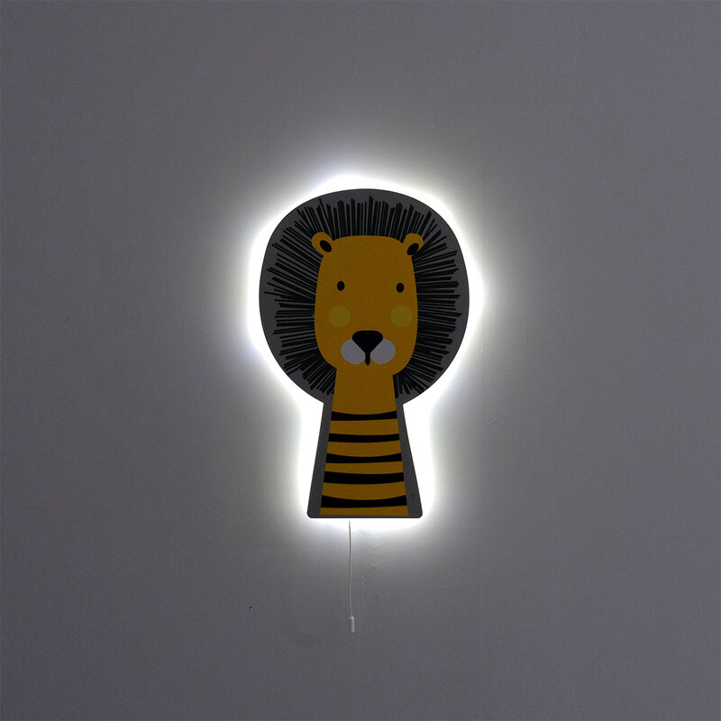 الأسد عصا خشبية تصميم الإضاءة الزخرفية الحديثة نوم الجدار مصابيح مصباح ليد ضوء الليل 2021 نموذج 011