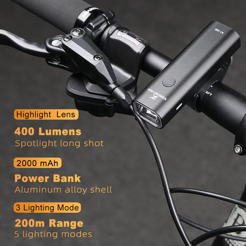 KINGSEVEN الدراجة الخفيفة مصباح دراجة قابل للشحن باستخدام USB الجبهة ضوء LED مصباح إضاءة متب الضوء العلوي مضيا الدراجة أجزاء اكسسوارات مصباح