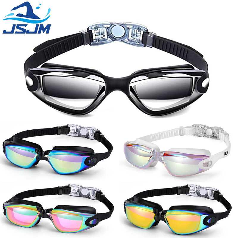 JSJM جديد المهنية الكبار مكافحة الضباب UV حماية عدسة الرجال النساء نظارات الوقاية للسباحة مقاوم للماء سوار للمعصم قابل للتعديل من السيليكون السباحة نظارات