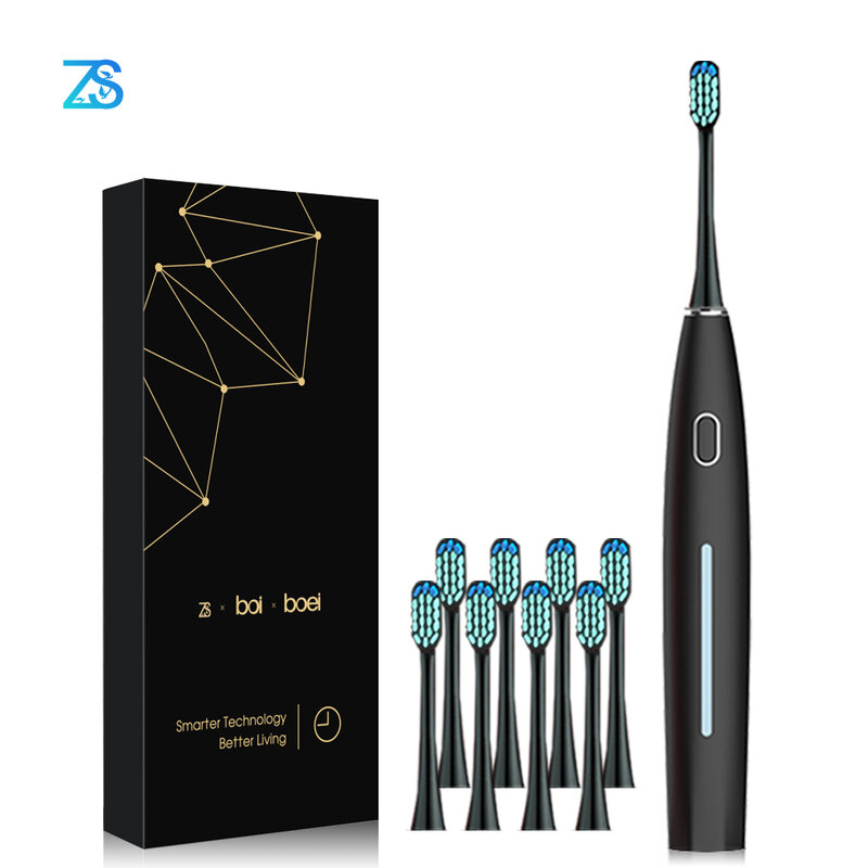 [ZS] لاسلكي سريع تهمة الذكية فرشاة أسنان كهربائية بالموجات الصوتية الكبار IPX7 مقاوم للماء الأسنان نظيفة الإلكترونية 8 رؤوس فرشاة الاستبدال