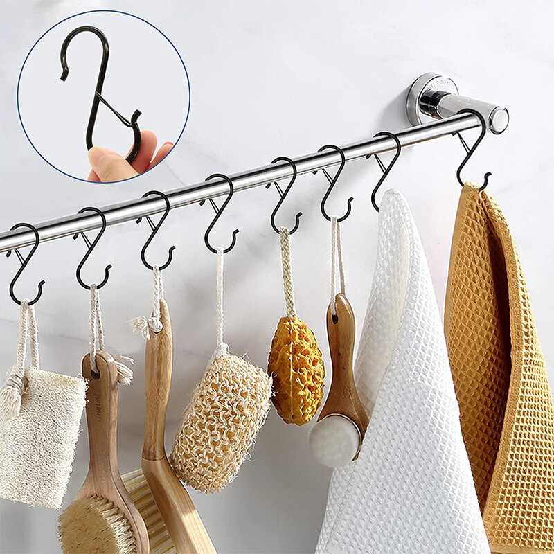 10 /100pcs Metal Hanging Hooks S Shaped Hanger Hook Hanging Heavy Duty Hooks Clasp For Kitchen Pot Shelf Home Bathroom Storage #3