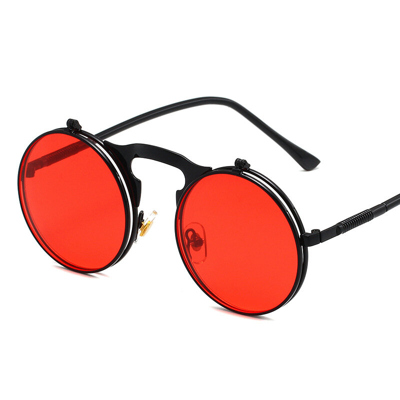 Steampunk الوجه النظارات الشمسية الرجعية مستديرة معدنية نظارات شمسية للرجال والنساء العلامة التجارية مصمم دائرة Oculos