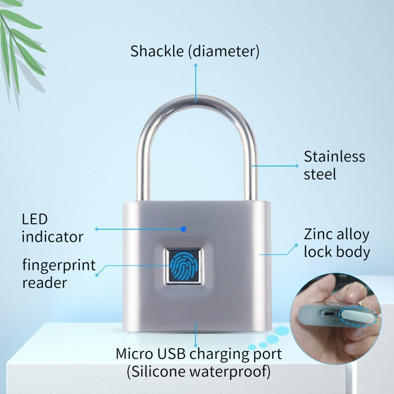 قفل بصمة مع مفتاح إلكتروني ، IP66 مقاوم للماء ، USB قابلة للشحن ، أقفال الأمتعة المضادة للسرقة ، قفل الباب الذكي