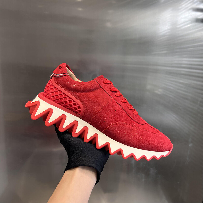 أحذية غير رسمية ذات نعل سميك وأحمر بتصميم كلاسيكي من Loubishark حذاء رياضي بدون كعب للنساء والرجال حذاء رياضي للركض للمدربين