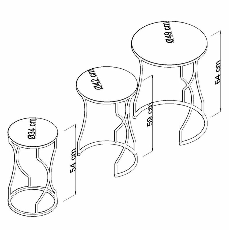مجموعة ديكور مكونة من 3 طاولة قهوة متداخلة زجاج مقسى غير قابل للكسر فريد من نوعه رخامي حديث منقوش باللون الذهبي لمجموعة ملحقات أثاث غرفة المعيشة #6
