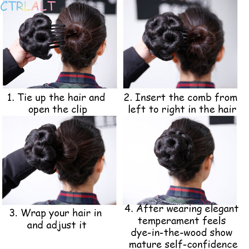 CTRLALT Synthetic Wig Bun Clip In Chingnons Hair Accessory Easy To Wear Clip-on Hair Nine Buds Hairpiece hair afro