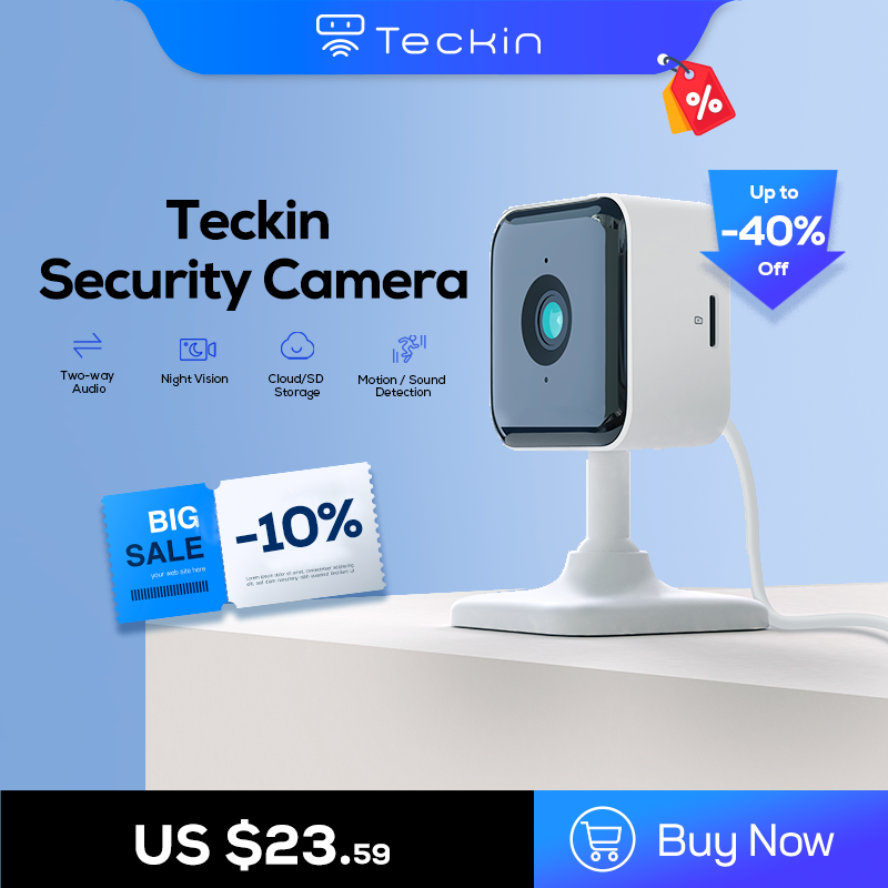 Teckin كاميرا Ip داخلي واي فاي كاميرا 1080P FHD للمنزل الأمن حماية للرؤية الليلية 2 في اتجاه الصوت الأمن كاميرا للطفل/الحيوانات الأليفة